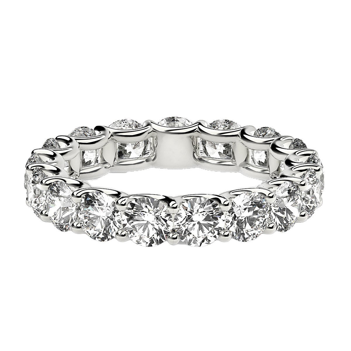 Round Cut Lab Grown Diamond Eternity Ring in 14k White Gold (3 cttw FG/VS2) RCJ Rings  CELESTIA LUXE JEWELLERS