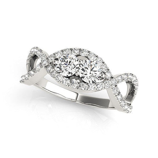 14k White Gold Split Shank Infinity Two Stone Round Diamond Ring (1/2 cttw) RCJ Rings  CELESTIA LUXE JEWELLERS