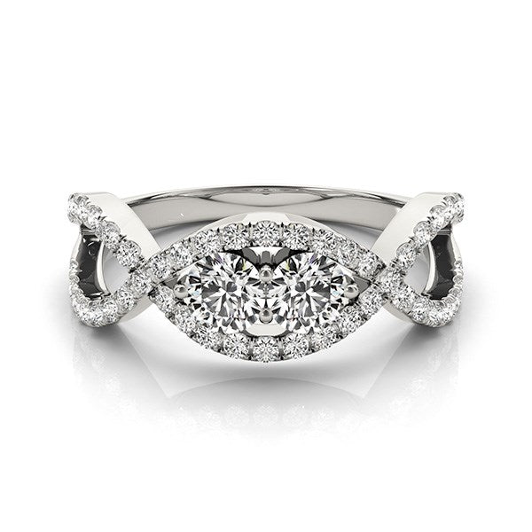 14k White Gold Split Shank Infinity Two Stone Round Diamond Ring (1/2 cttw) RCJ Rings  CELESTIA LUXE JEWELLERS