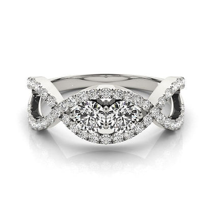 14k White Gold Split Shank Infinity Two Stone Round Diamond Ring (1/2 cttw) RCJ Rings  CELESTIA LUXE JEWELLERS