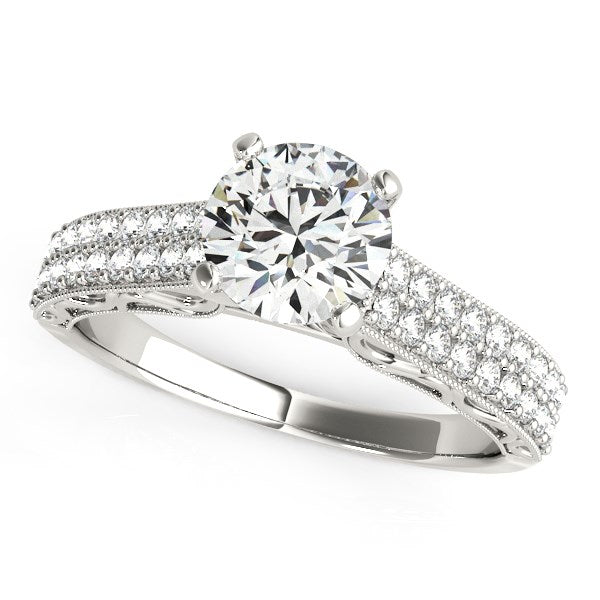 14k White Gold Pronged Diamond Antique Style Engagement Ring (1 1/3 cttw) RCJ Rings  CELESTIA LUXE JEWELLERS