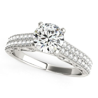 14k White Gold Pronged Diamond Antique Style Engagement Ring (1 1/3 cttw) RCJ Rings  CELESTIA LUXE JEWELLERS