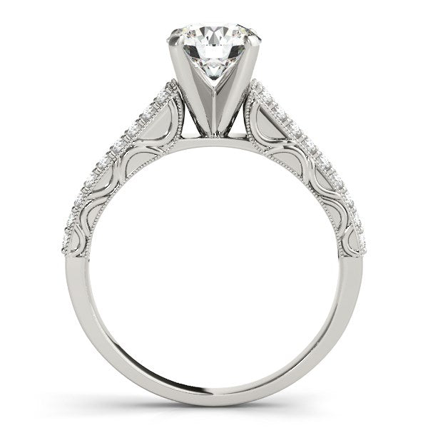 14k White Gold Pronged Diamond Antique Style Engagement Ring (1 1/3 cttw) RCJ Rings  CELESTIA LUXE JEWELLERS