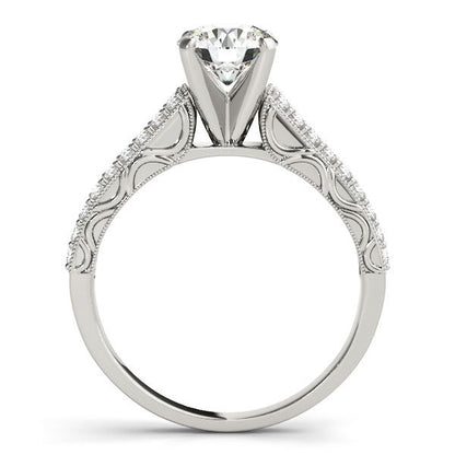 14k White Gold Pronged Diamond Antique Style Engagement Ring (1 1/3 cttw) RCJ Rings  CELESTIA LUXE JEWELLERS