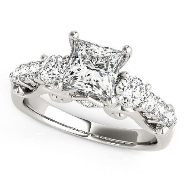 14k White Gold 3 Stone Antique Design Diamond Engagement Ring (1 3/4 cttw) RCJ Rings  CELESTIA LUXE JEWELLERS