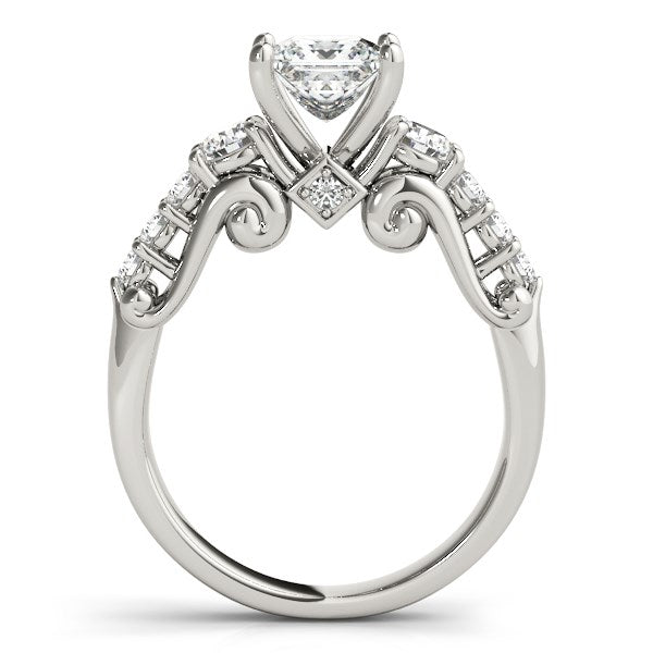 14k White Gold 3 Stone Antique Design Diamond Engagement Ring (1 3/4 cttw) RCJ Rings  CELESTIA LUXE JEWELLERS