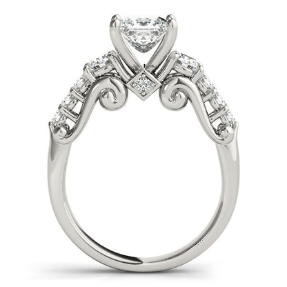 14k White Gold 3 Stone Antique Design Diamond Engagement Ring (1 3/4 cttw) RCJ Rings  CELESTIA LUXE JEWELLERS