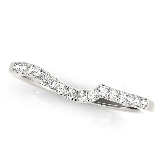 14k White Gold Curved Style Pave Diamond Wedding Ring (1/6 cttw) RCJ Rings  CELESTIA LUXE JEWELLERS
