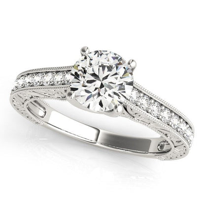 14k White Gold Trellis Antique Style Diamond Engagement Ring (1 1/4 cttw) RCJ Rings  CELESTIA LUXE JEWELLERS