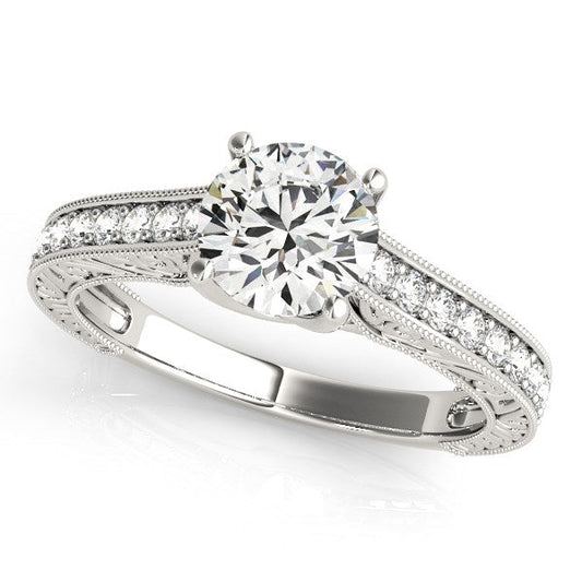 14k White Gold Trellis Antique Style Diamond Engagement Ring (1 1/4 cttw) RCJ Rings  CELESTIA LUXE JEWELLERS