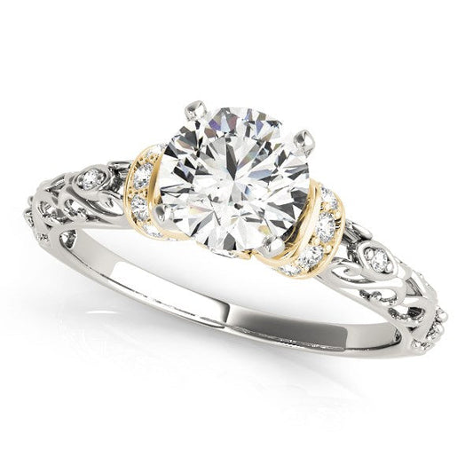 14k White And Yellow Gold Antique Style Diamond Engagement Ring (1 1/8 cttw) RCJ Rings  CELESTIA LUXE JEWELLERS