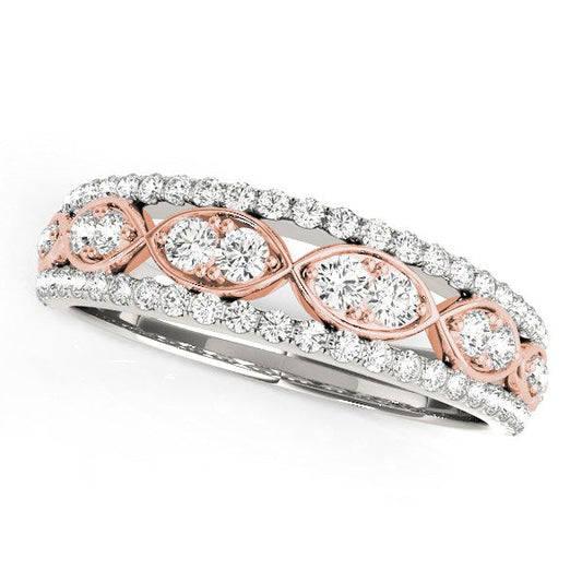 14k White And Rose Gold Doulbe Diamond Infinity Design Band (3/8 cttw) RCJ Rings  CELESTIA LUXE JEWELLERS