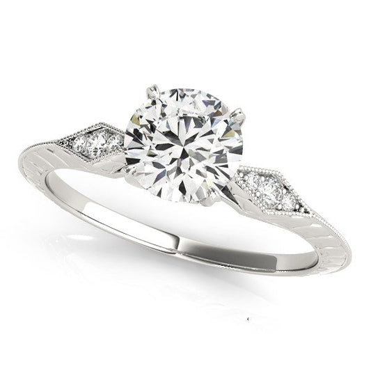 14k White Gold Diamond Engagement Ring with Side Clusters (1 1/8 cttw) RCJ Rings  CELESTIA LUXE JEWELLERS