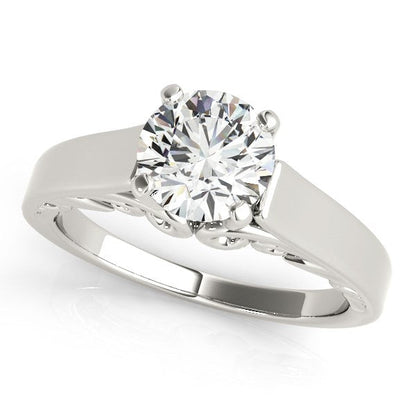14k White Gold Antique Style Solitaire Round Diamond Engagement Ring (1 cttw) RCJ Rings  CELESTIA LUXE JEWELLERS
