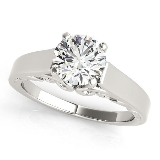 14k White Gold Antique Style Solitaire Round Diamond Engagement Ring (1 cttw) RCJ Rings  CELESTIA LUXE JEWELLERS
