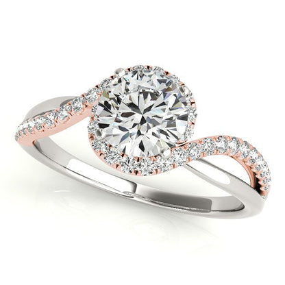 14k White And Rose Gold Bypass Band Diamond Engagement Ring (1 1/8 cttw) RCJ Rings  CELESTIA LUXE JEWELLERS