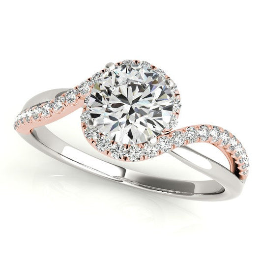 14k White And Rose Gold Bypass Band Diamond Engagement Ring (1 1/8 cttw) RCJ Rings  CELESTIA LUXE JEWELLERS