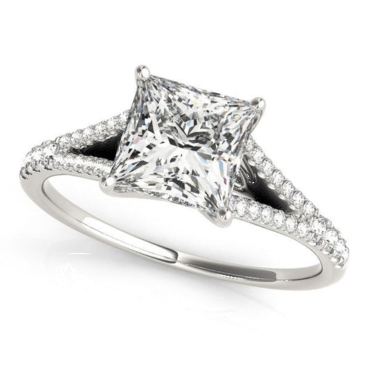 14k White Gold Princess Cut Split Shank Diamond Engagement Ring (1 1/8 cttw) RCJ Rings  CELESTIA LUXE JEWELLERS