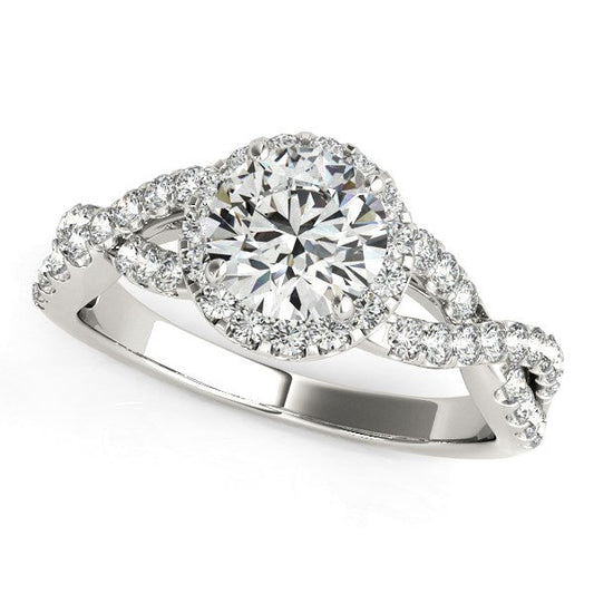 14k White Gold Entwined Split Shank Diamond Engagement Ring (1 1/2 cttw) RCJ Rings  CELESTIA LUXE JEWELLERS
