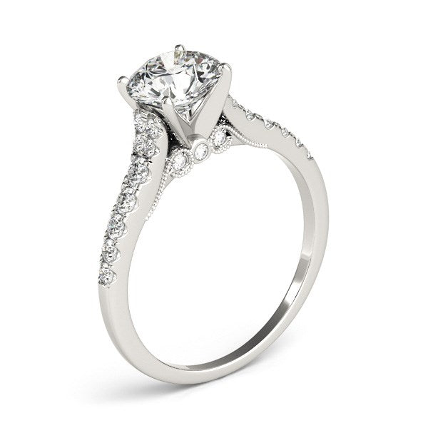 14k White Gold Diamond Engagement Ring With Single Row Band (1 3/4 cttw) RCJ Rings  CELESTIA LUXE JEWELLERS