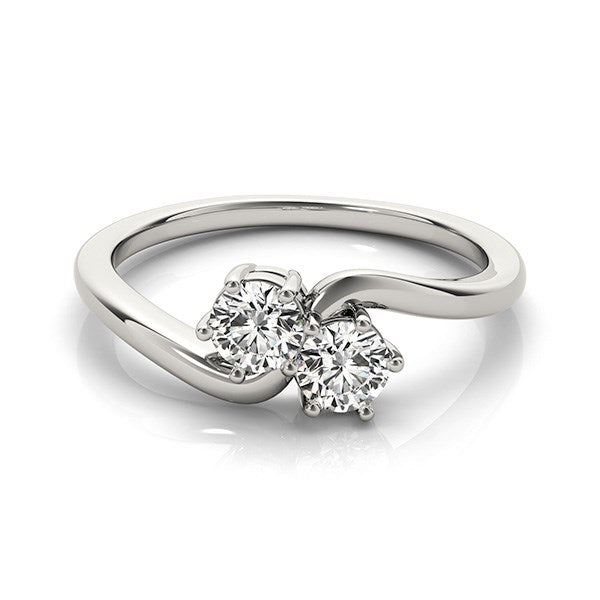 Solitaire Two Stone Diamond Ring in 14k White Gold (1/2 cttw) RCJ Rings  CELESTIA LUXE JEWELLERS