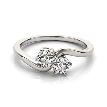 Solitaire Two Stone Diamond Ring in 14k White Gold (1/2 cttw) RCJ Rings  CELESTIA LUXE JEWELLERS