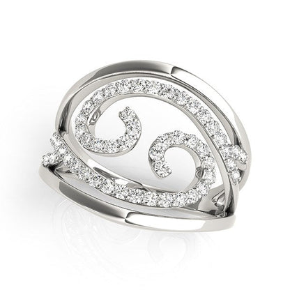 Swirl Design Diamond Ring in 14k White Gold (1/2 cttw) RCJ Rings  CELESTIA LUXE JEWELLERS