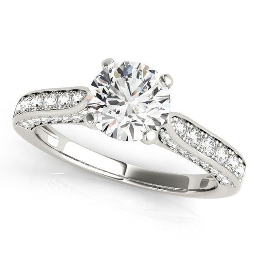 14k White Gold Round Cathedral Diamond Engagement Ring (1 1/2 cttw) RCJ Rings  CELESTIA LUXE JEWELLERS