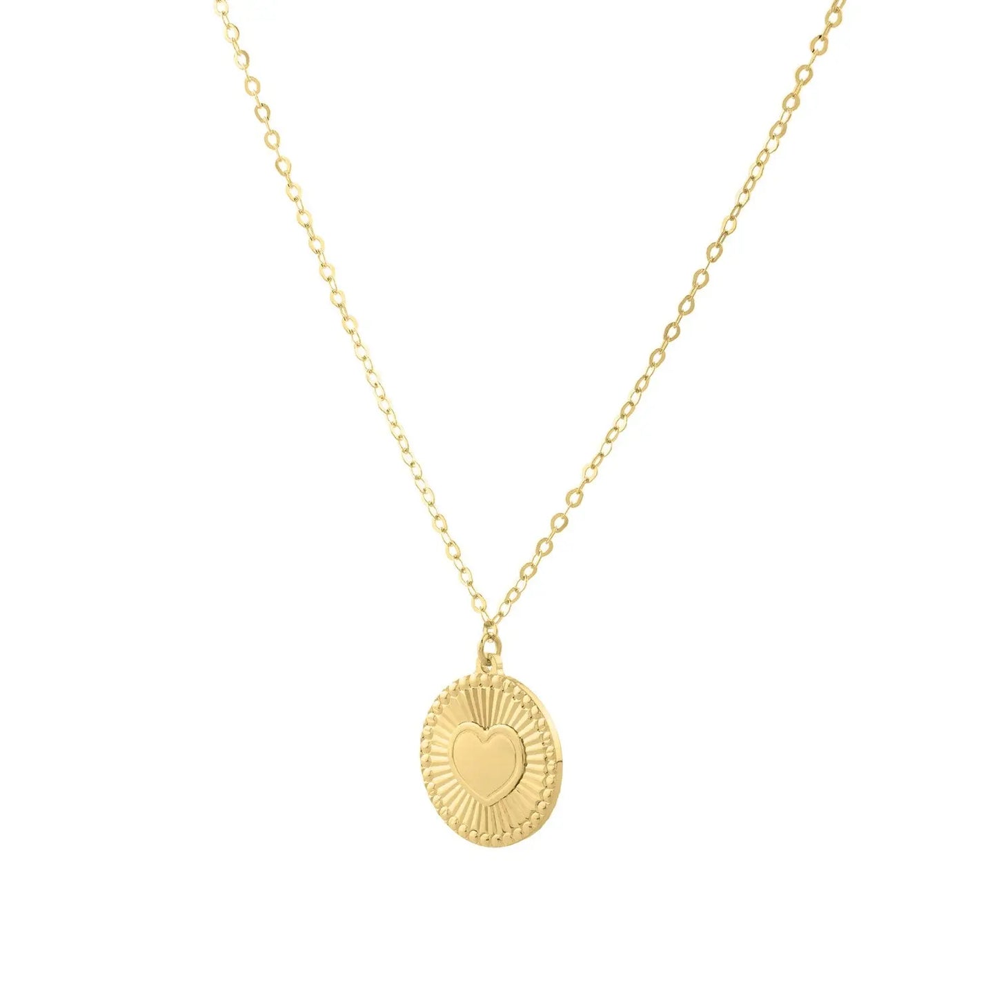 Diamond Cut Heart Disc Necklace in 14K Yellow Gold RCJ Necklaces  CELESTIA LUXE JEWELLERS