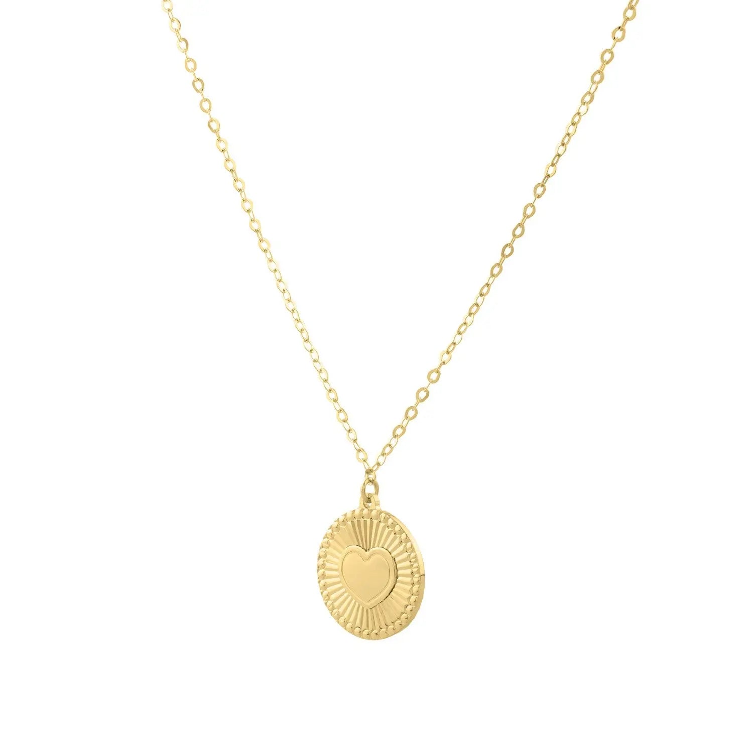 Diamond Cut Heart Disc Necklace in 14K Yellow Gold RCJ Necklaces  CELESTIA LUXE JEWELLERS