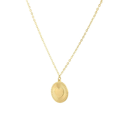 Diamond Cut Heart Disc Necklace in 14K Yellow Gold RCJ Necklaces  CELESTIA LUXE JEWELLERS