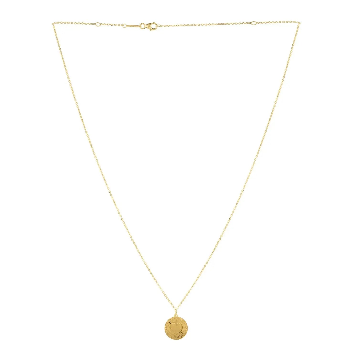 Diamond Cut Heart Disc Necklace in 14K Yellow Gold RCJ Necklaces  CELESTIA LUXE JEWELLERS