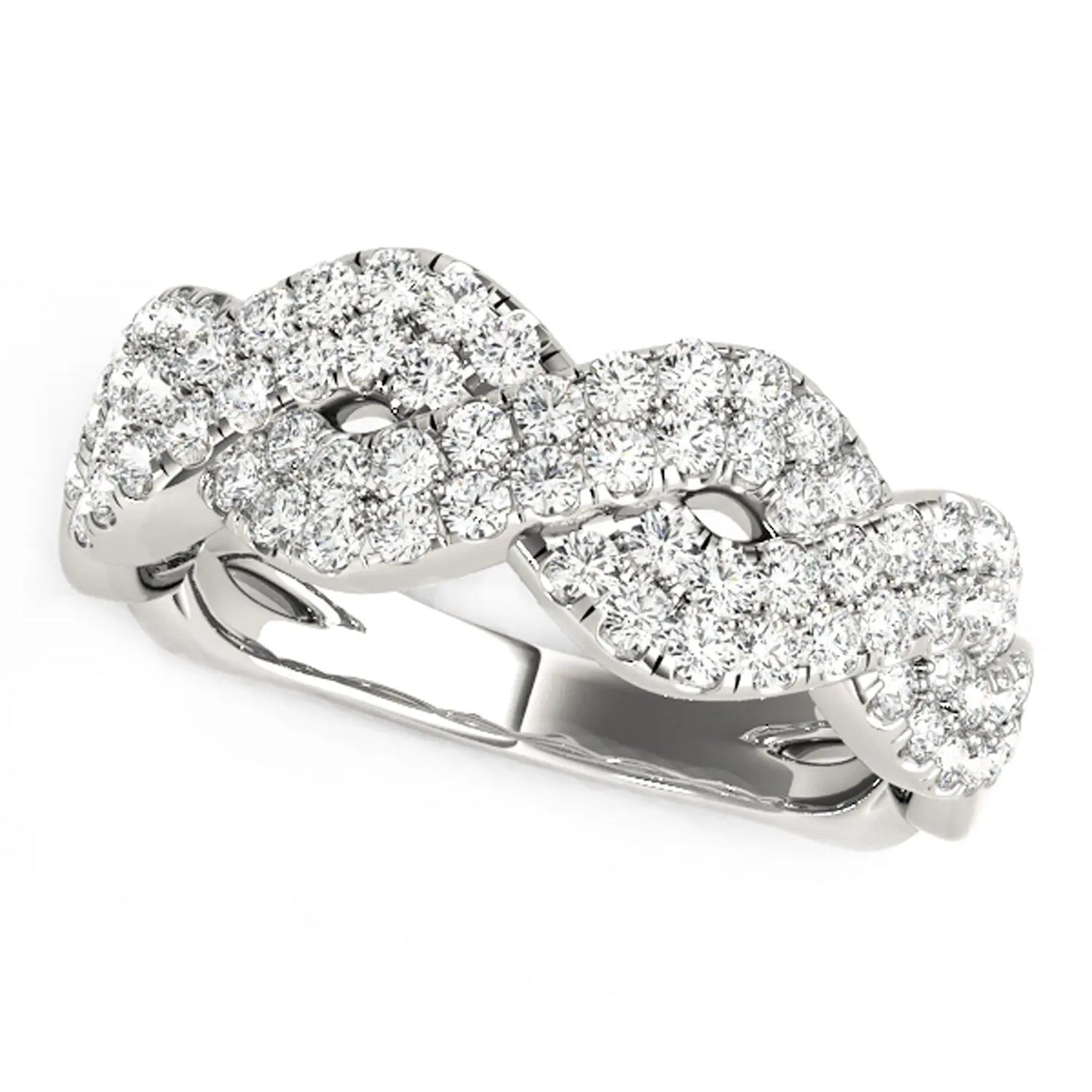 Diamond Studded Interlocking Waves Ring in 14k White Gold (5/8 cttw) RCJ Rings  CELESTIA LUXE JEWELLERS