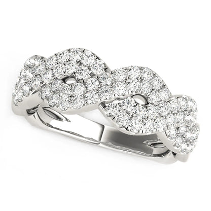 Diamond Studded Interlocking Waves Ring in 14k White Gold (5/8 cttw) RCJ Rings  CELESTIA LUXE JEWELLERS