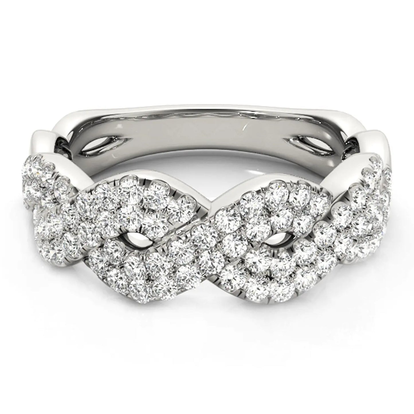 Diamond Studded Interlocking Waves Ring in 14k White Gold (5/8 cttw) RCJ Rings  CELESTIA LUXE JEWELLERS
