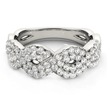 Diamond Studded Interlocking Waves Ring in 14k White Gold (5/8 cttw) RCJ Rings  CELESTIA LUXE JEWELLERS