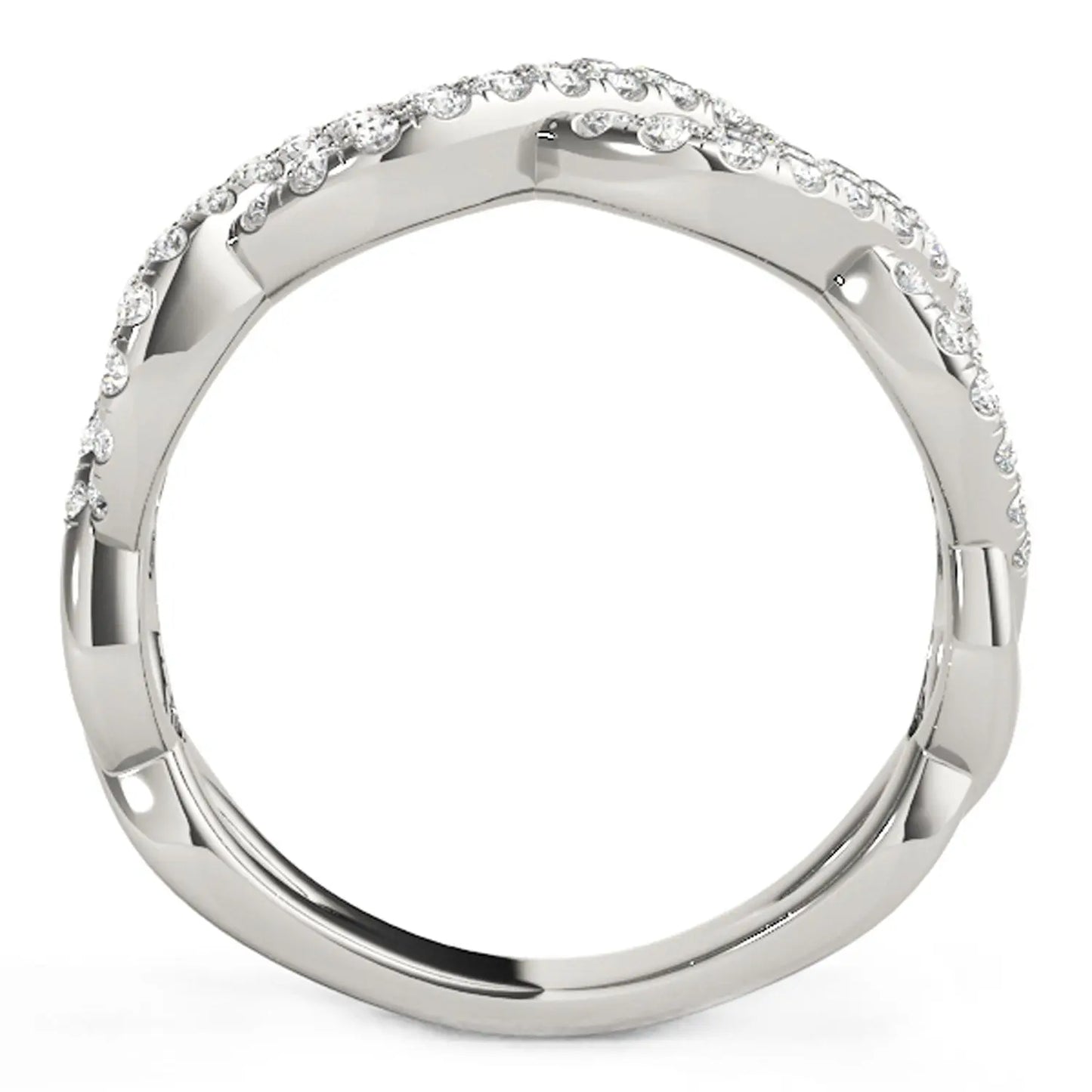 Diamond Studded Interlocking Waves Ring in 14k White Gold (5/8 cttw) RCJ Rings  CELESTIA LUXE JEWELLERS