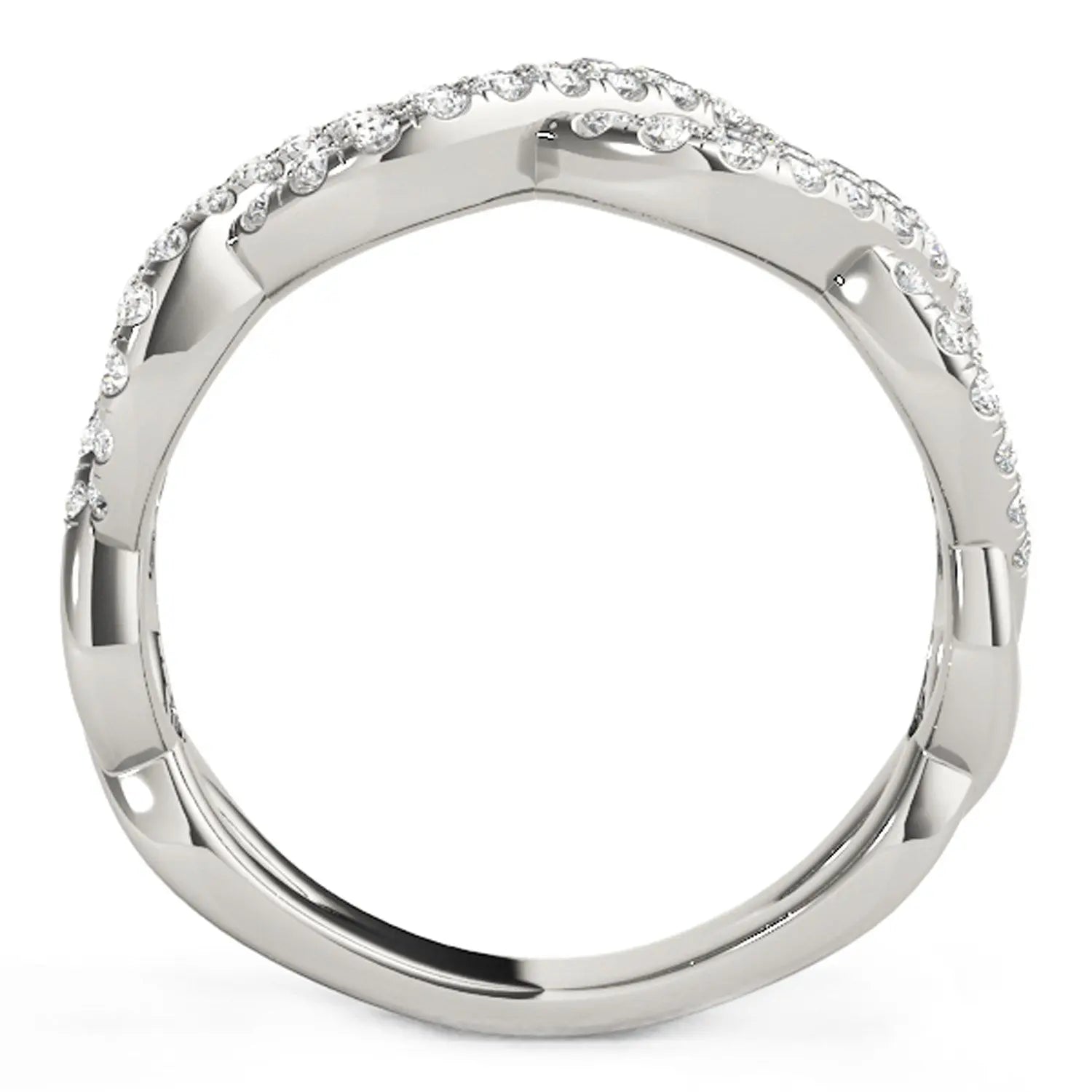 Diamond Studded Interlocking Waves Ring in 14k White Gold (5/8 cttw) RCJ Rings  CELESTIA LUXE JEWELLERS