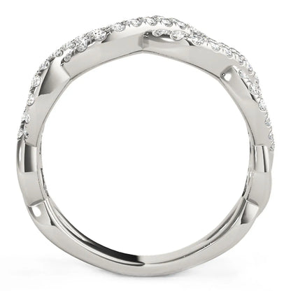 Diamond Studded Interlocking Waves Ring in 14k White Gold (5/8 cttw) RCJ Rings  CELESTIA LUXE JEWELLERS