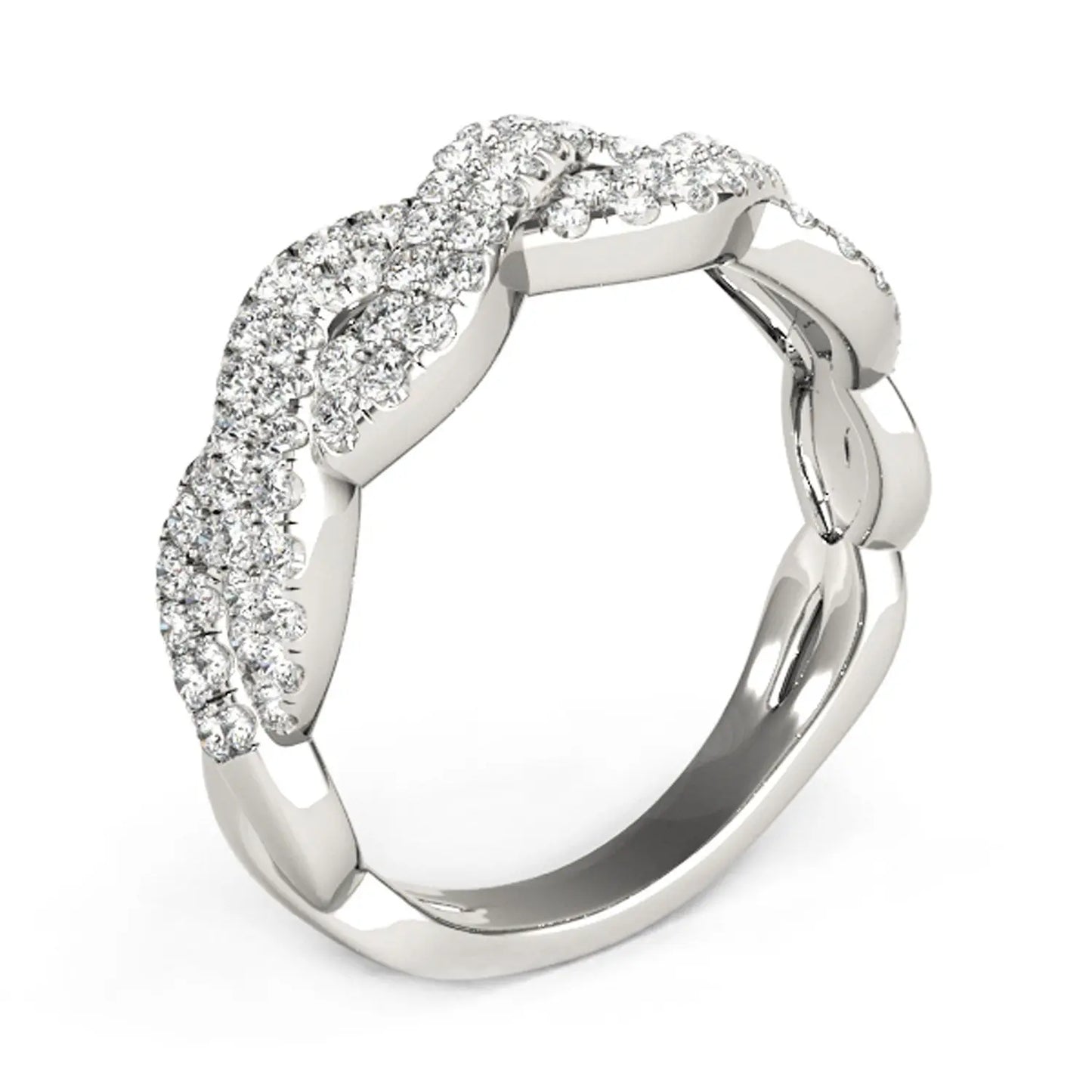 Diamond Studded Interlocking Waves Ring in 14k White Gold (5/8 cttw) RCJ Rings  CELESTIA LUXE JEWELLERS