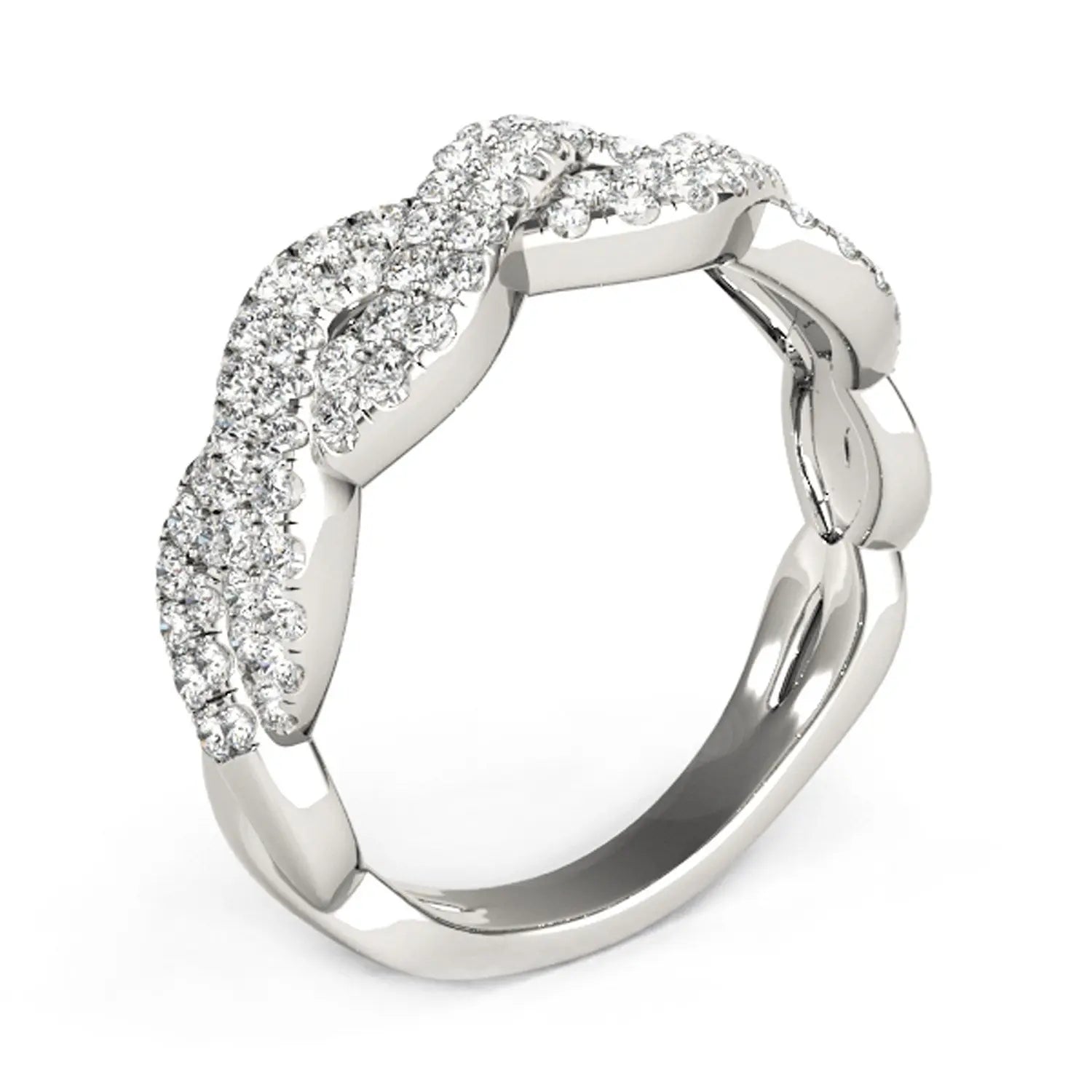 Diamond Studded Interlocking Waves Ring in 14k White Gold (5/8 cttw) RCJ Rings  CELESTIA LUXE JEWELLERS