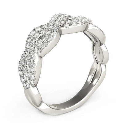 Diamond Studded Interlocking Waves Ring in 14k White Gold (5/8 cttw) RCJ Rings  CELESTIA LUXE JEWELLERS