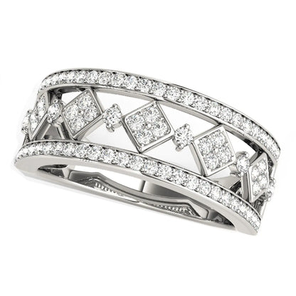 Diamond Studded Square Motif Ring in 14k White Gold (1/2 cttw) RCJ Rings  CELESTIA LUXE JEWELLERS