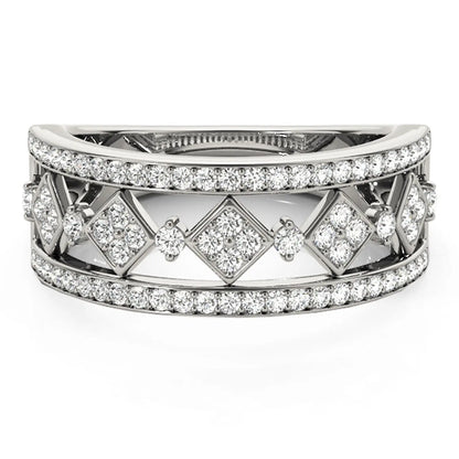 Diamond Studded Square Motif Ring in 14k White Gold (1/2 cttw) RCJ Rings  CELESTIA LUXE JEWELLERS