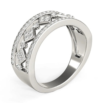 Diamond Studded Square Motif Ring in 14k White Gold (1/2 cttw) RCJ Rings  CELESTIA LUXE JEWELLERS