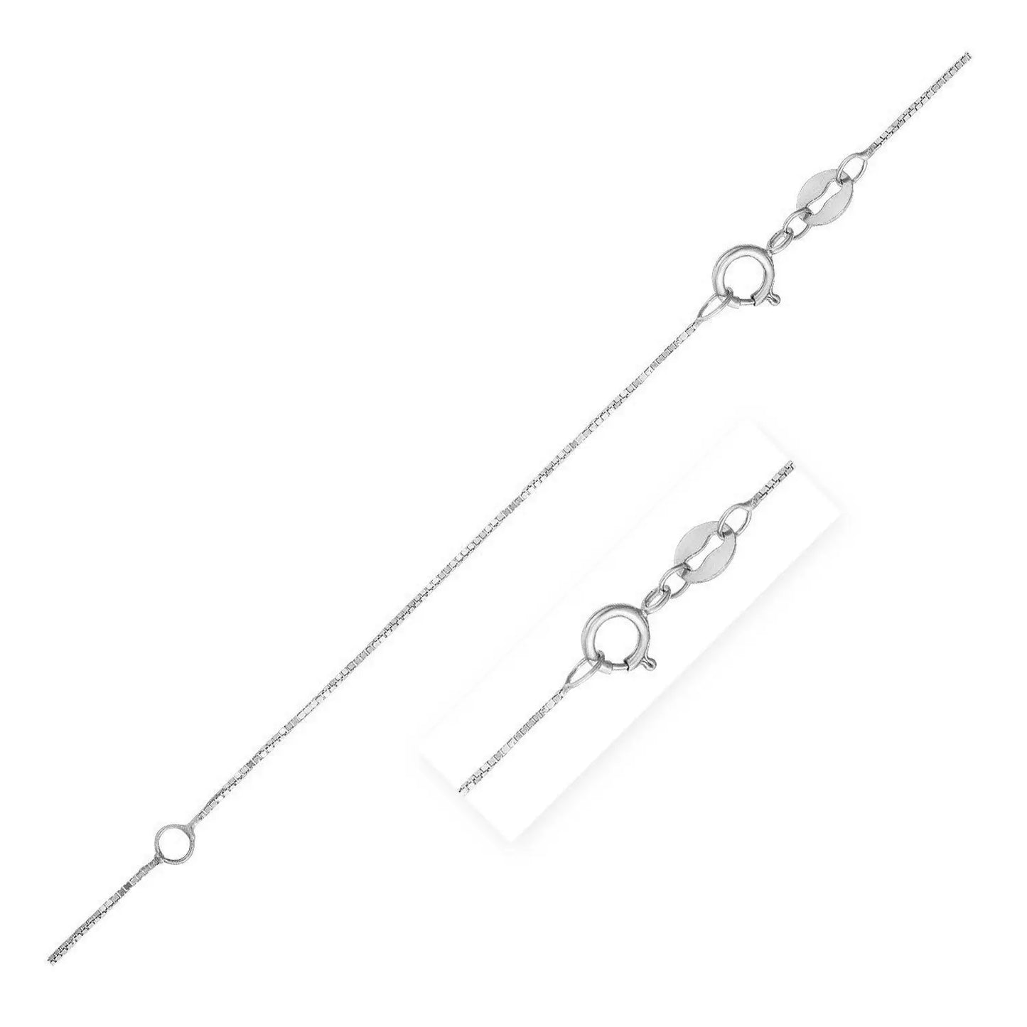 Double Extendable Box Chain in 14k White Gold (0.51 mm) RCJ Chains  CELESTIA LUXE JEWELLERS