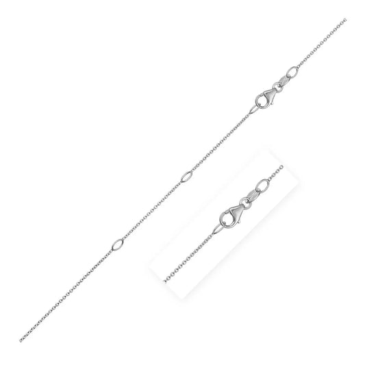 Double Extendable Cable Chain in 14k White Gold (0.85 mm) RCJ Chains  CELESTIA LUXE JEWELLERS