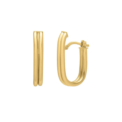 Double Oval Tube Hoop Earrings in 14K Yellow Gold RCJ Earrings  CELESTIA LUXE JEWELLERS