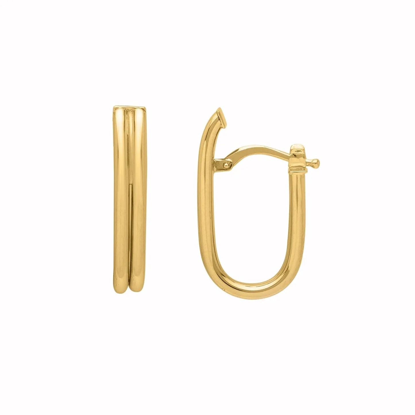 Double Oval Tube Hoop Earrings in 14K Yellow Gold RCJ Earrings  CELESTIA LUXE JEWELLERS