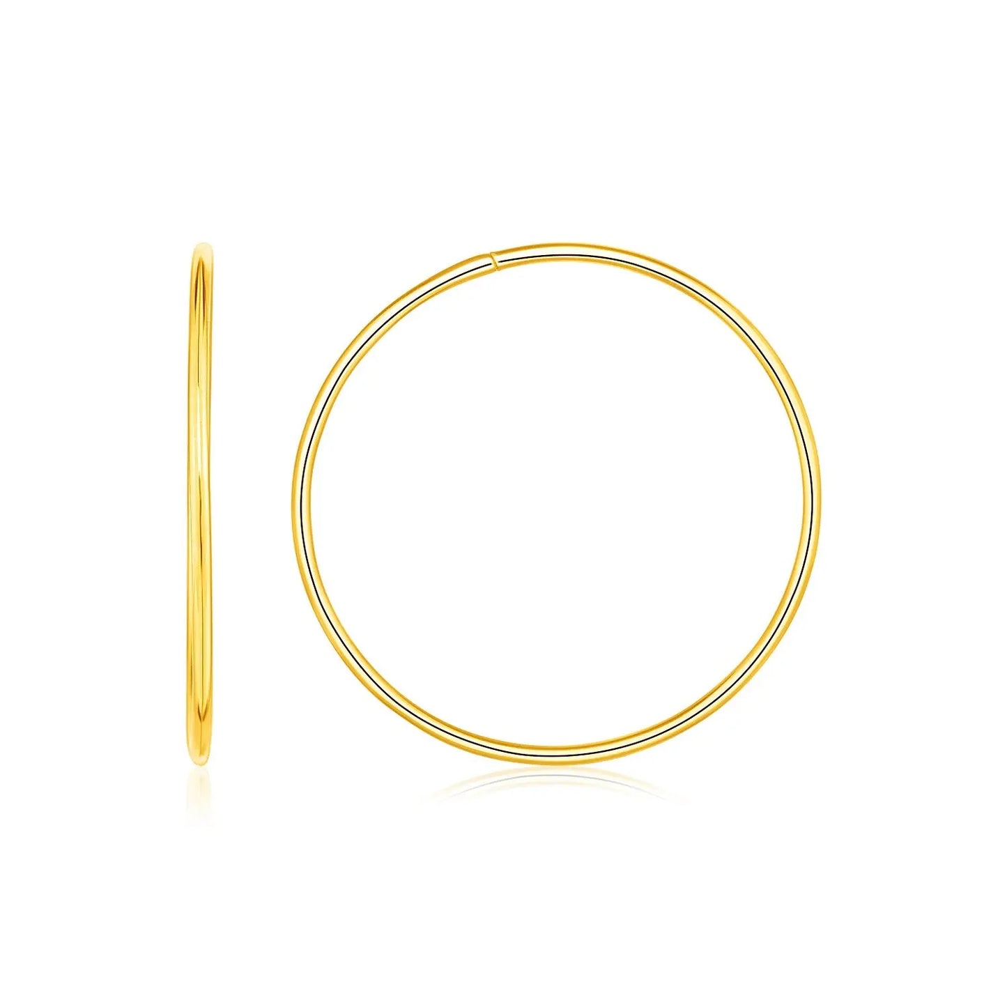 Endless Hoop Style Earrings in 14K Yellow Gold(1.2x30mm) RCJ Earrings  CELESTIA LUXE JEWELLERS